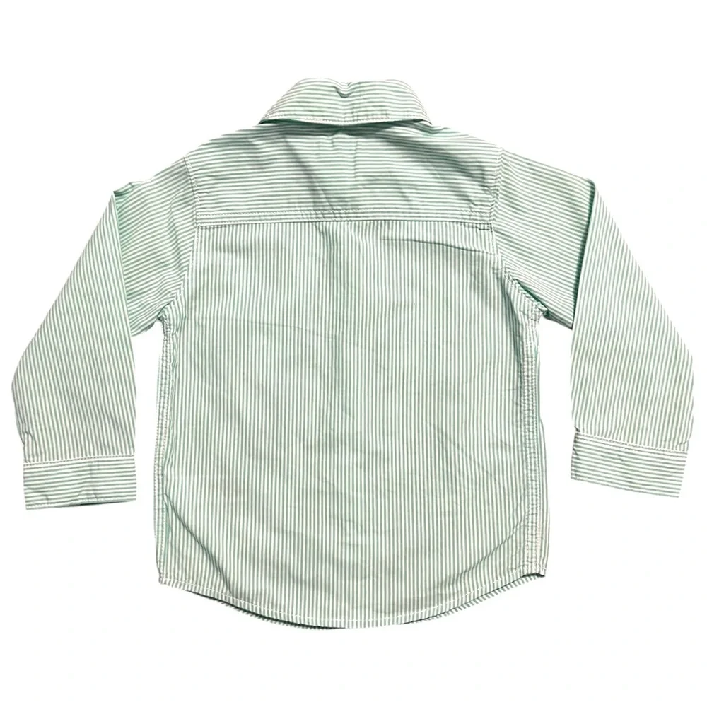 Carter's 24m Green Seersucker Striped Button Down Shirt